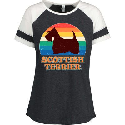 Vintage Scottish Terrier  Enza Ladies Jersey Colorblock Tee