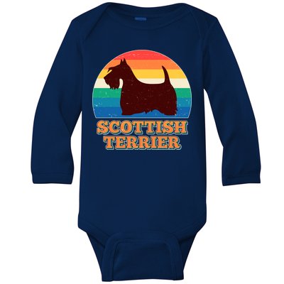 Vintage Scottish Terrier  Baby Long Sleeve Bodysuit