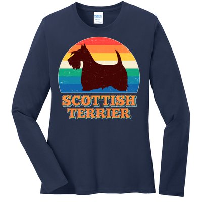 Vintage Scottish Terrier  Ladies Long Sleeve Shirt