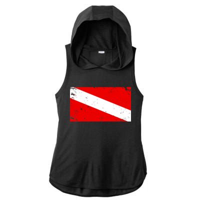 Vintage Scuba Diver Flag  Ladies PosiCharge Tri-Blend Wicking Draft Hoodie Tank