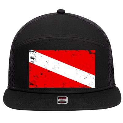 Vintage Scuba Diver Flag  7 Panel Mesh Trucker Snapback Hat