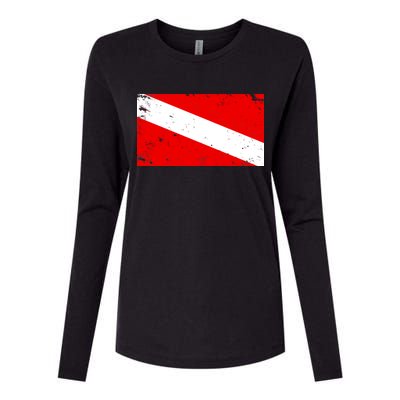 Vintage Scuba Diver Flag  Womens Cotton Relaxed Long Sleeve T-Shirt