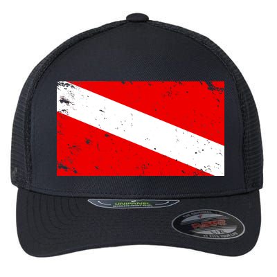 Vintage Scuba Diver Flag  Flexfit Unipanel Trucker Cap