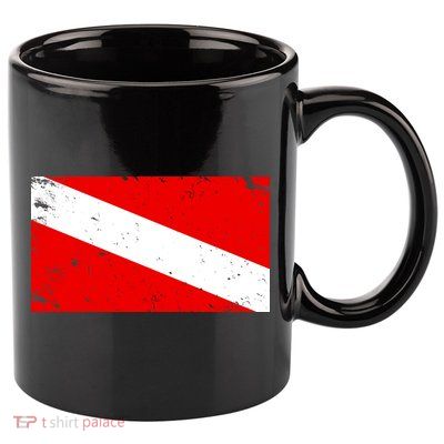 Vintage Scuba Diver Flag  11oz C Handle Ceramic Mug