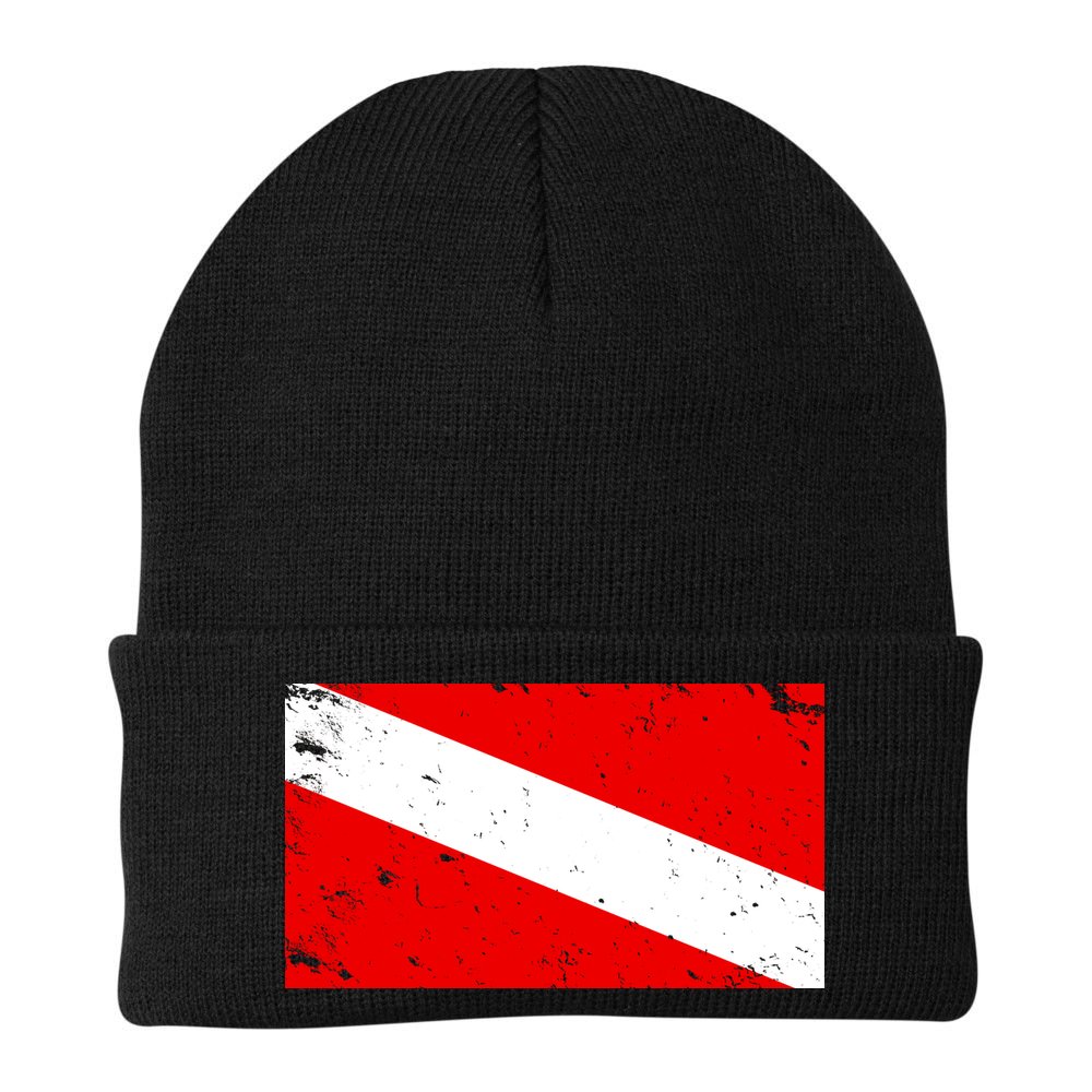 Vintage Scuba Diver Flag  Beanie