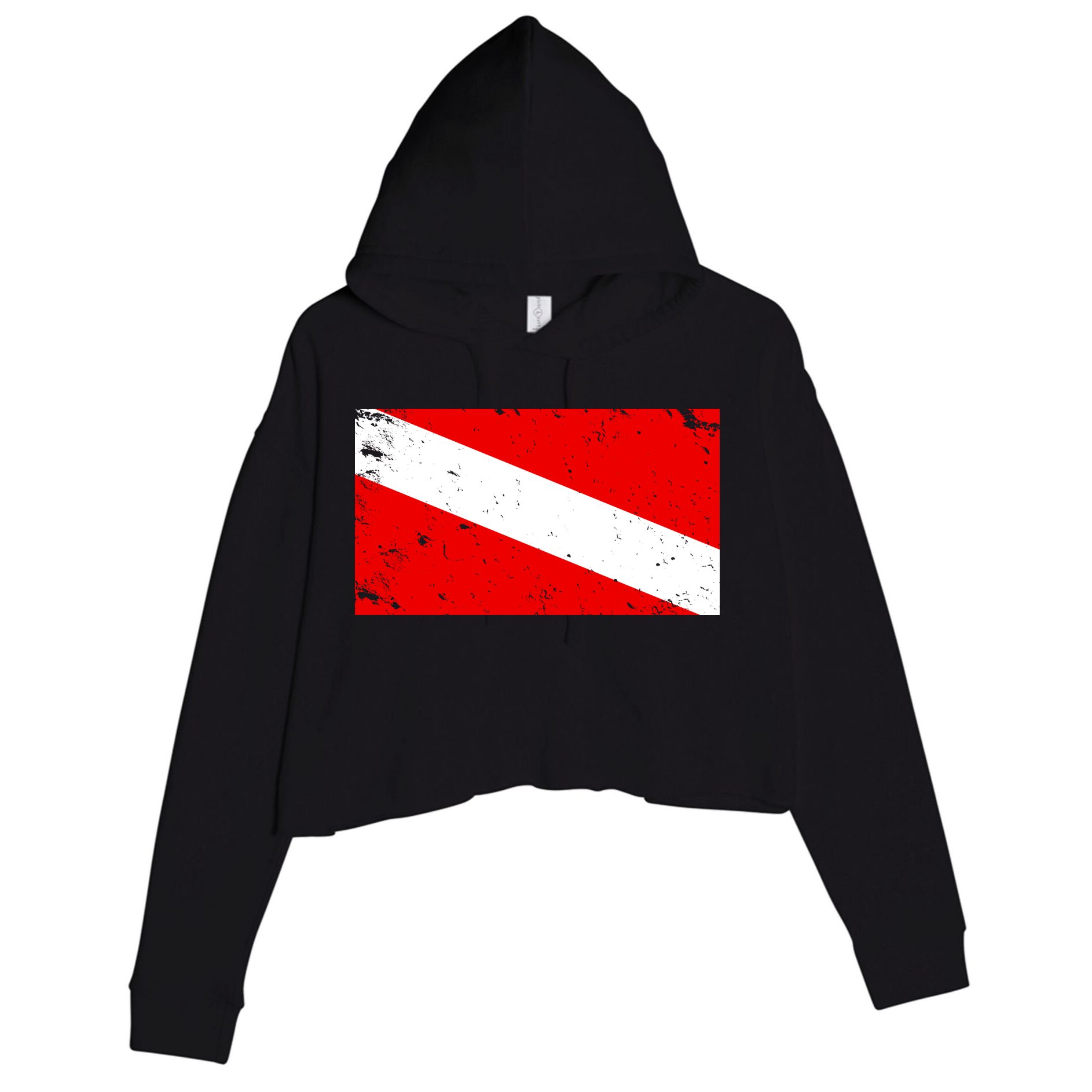 Vintage Scuba Diver Flag  Crop Fleece Hoodie