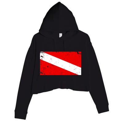 Vintage Scuba Diver Flag  Crop Fleece Hoodie