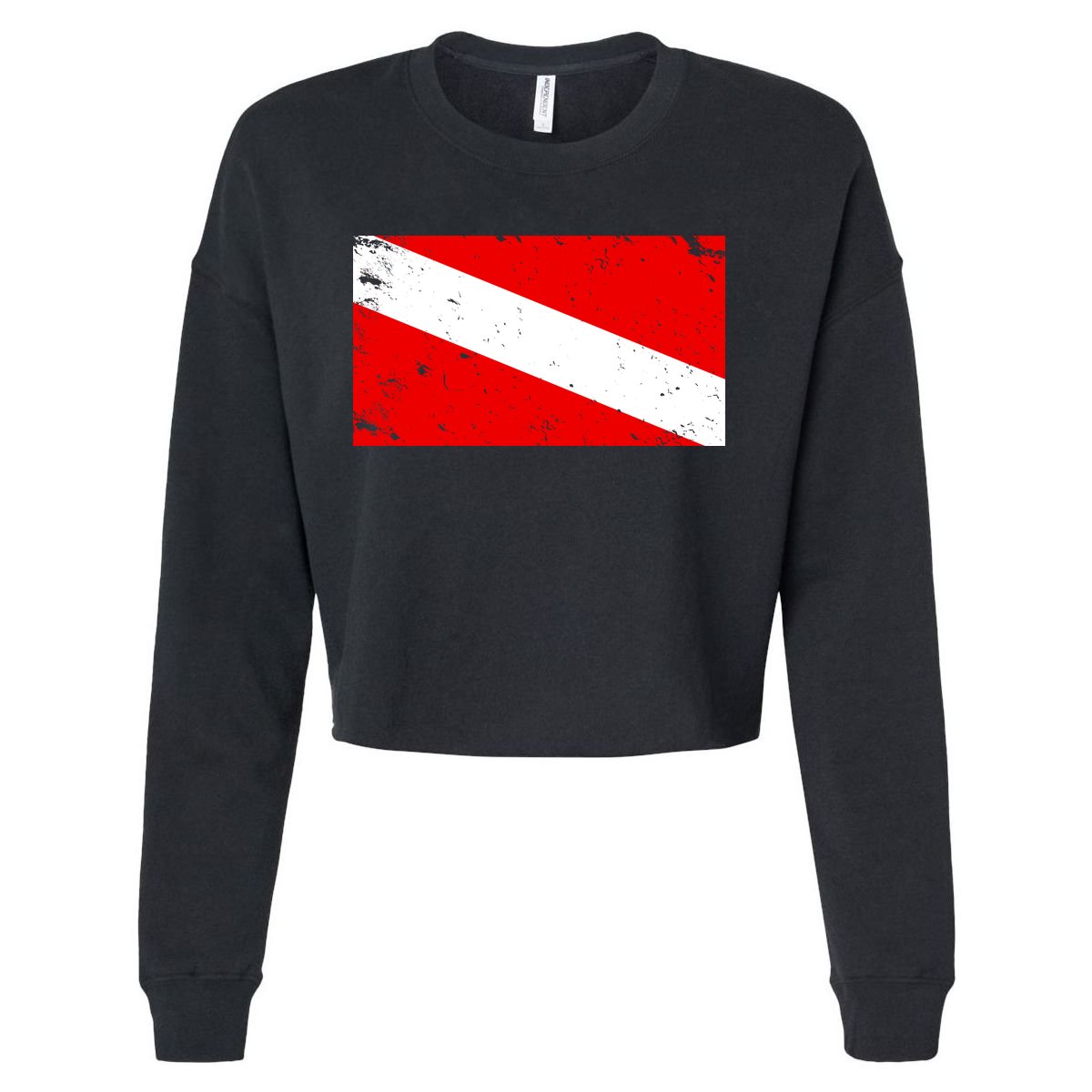 Vintage Scuba Diver Flag  Cropped Pullover Crew