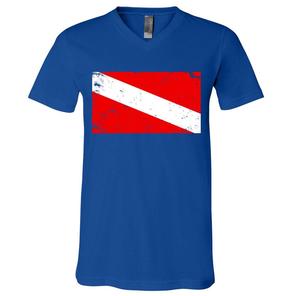 Vintage Scuba Diver Flag  V-Neck T-Shirt