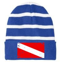 Vintage Scuba Diver Flag  Striped Beanie with Solid Band