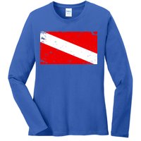 Vintage Scuba Diver Flag  Ladies Long Sleeve Shirt