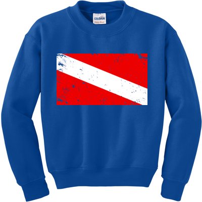 Vintage Scuba Diver Flag  Kids Sweatshirt