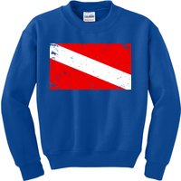 Vintage Scuba Diver Flag  Kids Sweatshirt