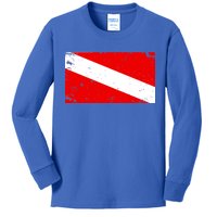 Vintage Scuba Diver Flag  Kids Long Sleeve Shirt