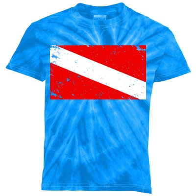 Vintage Scuba Diver Flag  Kids Tie-Dye T-Shirt