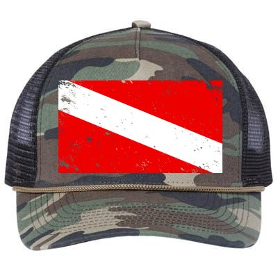 Vintage Scuba Diver Flag  Retro Rope Trucker Hat Cap