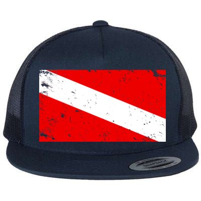 Vintage Scuba Diver Flag  Flat Bill Trucker Hat