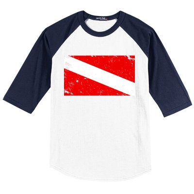 Vintage Scuba Diver Flag  Baseball Sleeve Shirt