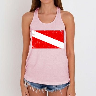 Vintage Scuba Diver Flag  Women's Knotted Racerback Tank