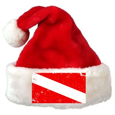 Vintage Scuba Diver Flag  Premium Christmas Santa Hat