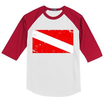 Vintage Scuba Diver Flag  Kids Colorblock Raglan Jersey