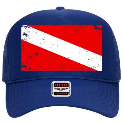 Vintage Scuba Diver Flag  High Crown Mesh Back Trucker Hat