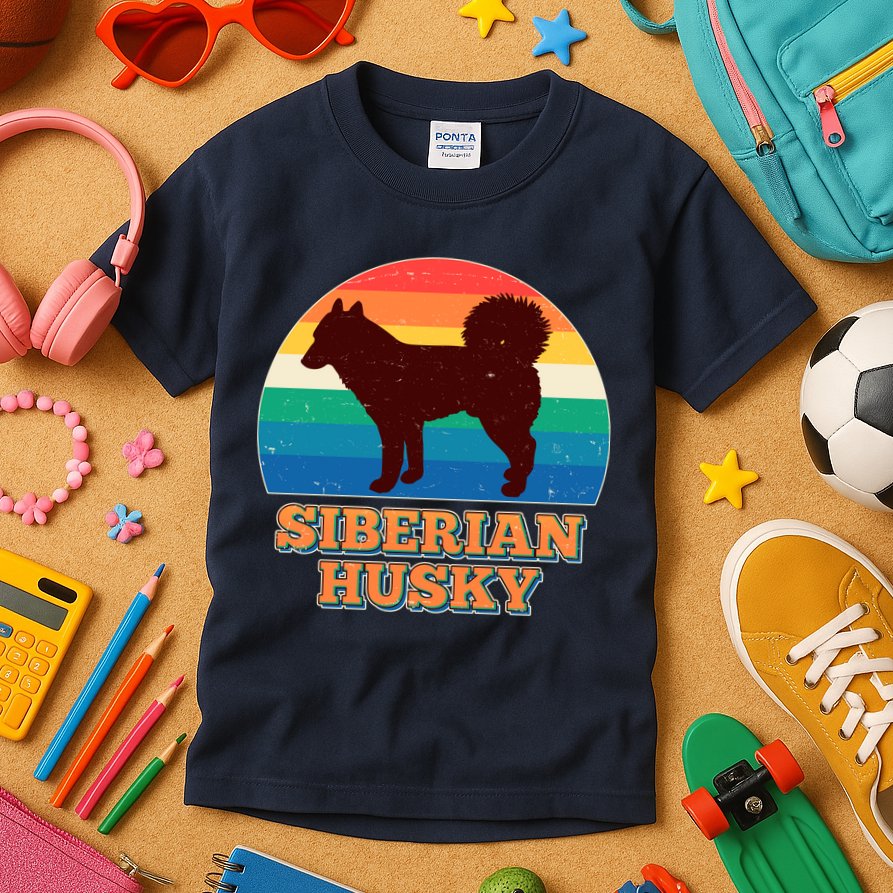 Vintage Siberian Husky Kids T-Shirt