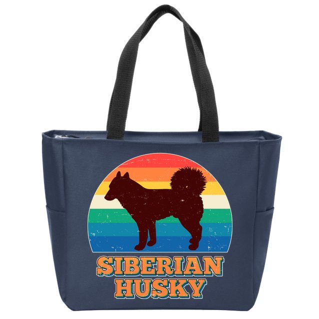 Vintage Siberian Husky Zip Tote Bag