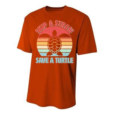 Vintage Skip A Straw Save A Turtle Performance Sprint T-Shirt