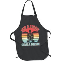 Vintage Skip A Straw Save A Turtle Apron