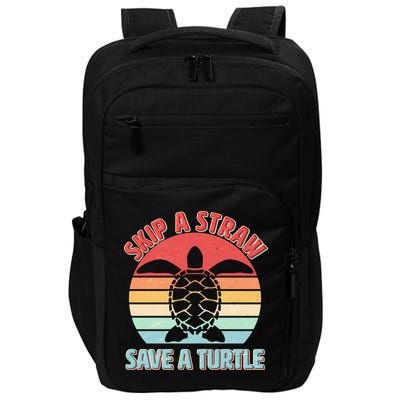 Vintage Skip A Straw Save A Turtle Impact Tech Backpack
