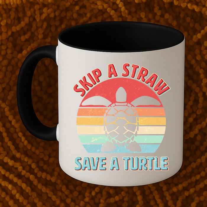 Vintage Skip A Straw Save A Turtle Mug