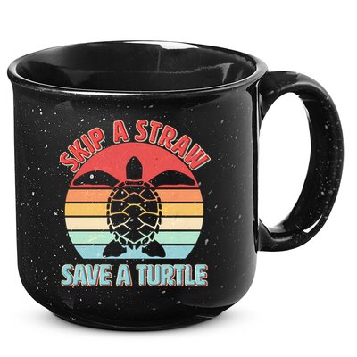 Vintage Skip A Straw Save A Turtle 15oz Campfire Ceramic Mug