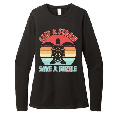 Vintage Skip A Straw Save A Turtle Womens CVC Long Sleeve Shirt