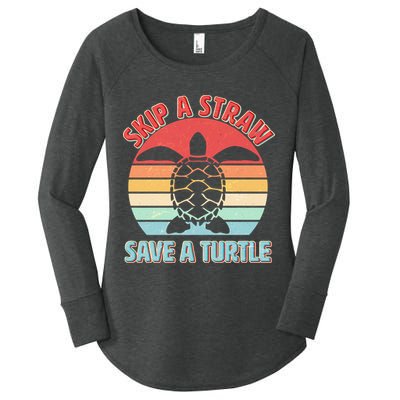 Vintage Skip A Straw Save A Turtle Women's Perfect Tri Tunic Long Sleeve Shirt