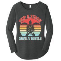 Vintage Skip A Straw Save A Turtle Women's Perfect Tri Tunic Long Sleeve Shirt