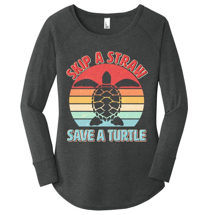 Vintage Skip A Straw Save A Turtle Women's Perfect Tri Tunic Long Sleeve Shirt