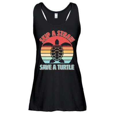 Vintage Skip A Straw Save A Turtle Ladies Essential Flowy Tank