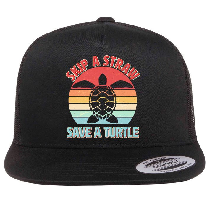 Vintage Skip A Straw Save A Turtle Flatbill Hat