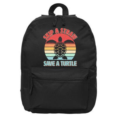 Vintage Skip A Straw Save A Turtle 16 in Basic Backpack
