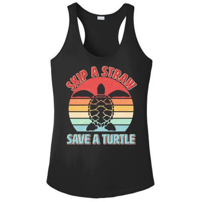 Vintage Skip A Straw Save A Turtle Ladies PosiCharge Competitor Racerback Tank