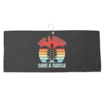 Vintage Skip A Straw Save A Turtle Large Microfiber Waffle Golf Towel