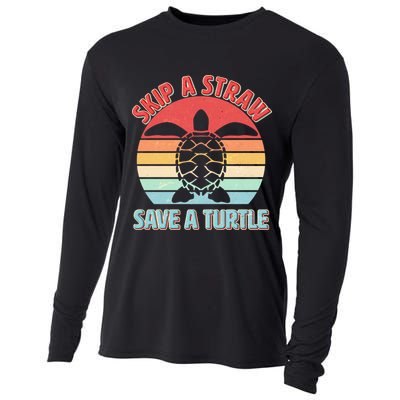 Vintage Skip A Straw Save A Turtle Cooling Performance Long Sleeve Crew