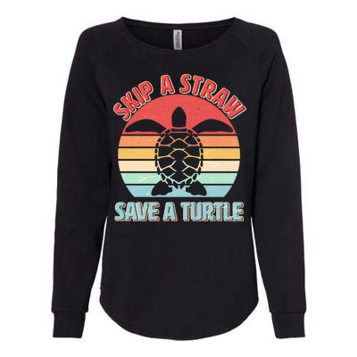 Vintage Skip A Straw Save A Turtle Womens California Wash Sweatshirt