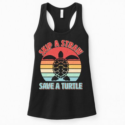 Vintage Skip A Straw Save A Turtle Womens Tank Top