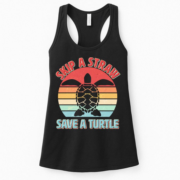 Vintage Skip A Straw Save A Turtle Womens Tank Top
