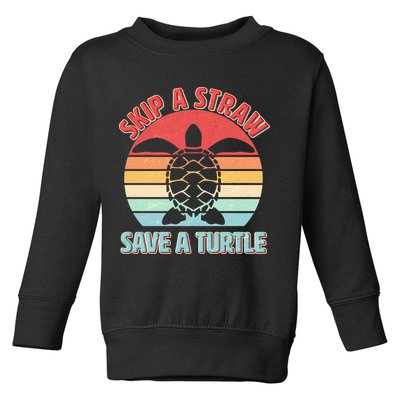 Vintage Skip A Straw Save A Turtle Toddler Sweatshirt