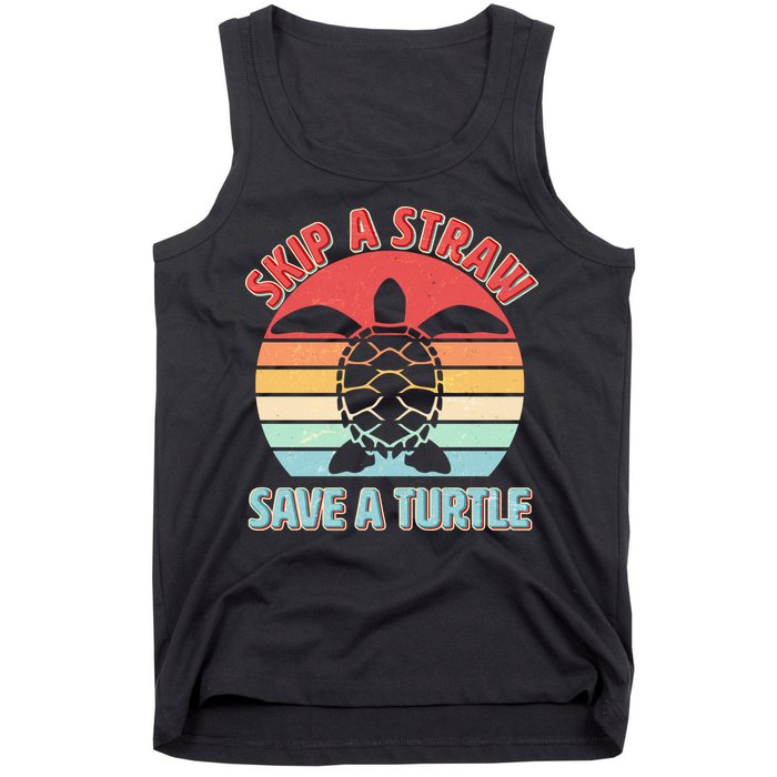 Vintage Skip A Straw Save A Turtle Tank Top