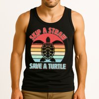 Vintage Skip A Straw Save A Turtle Tank Top