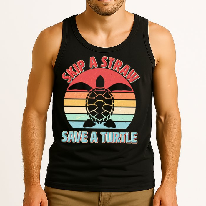Vintage Skip A Straw Save A Turtle Tank Top